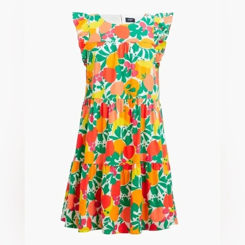 J. Crew Factory Linen Blend Dress With Flutter Sleeves 2 size2.         order113